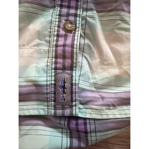 Patagonia Long-Sleeved Plaid Shirt Organic Cotton Button purple Green Womens S - Picture 2 of 9